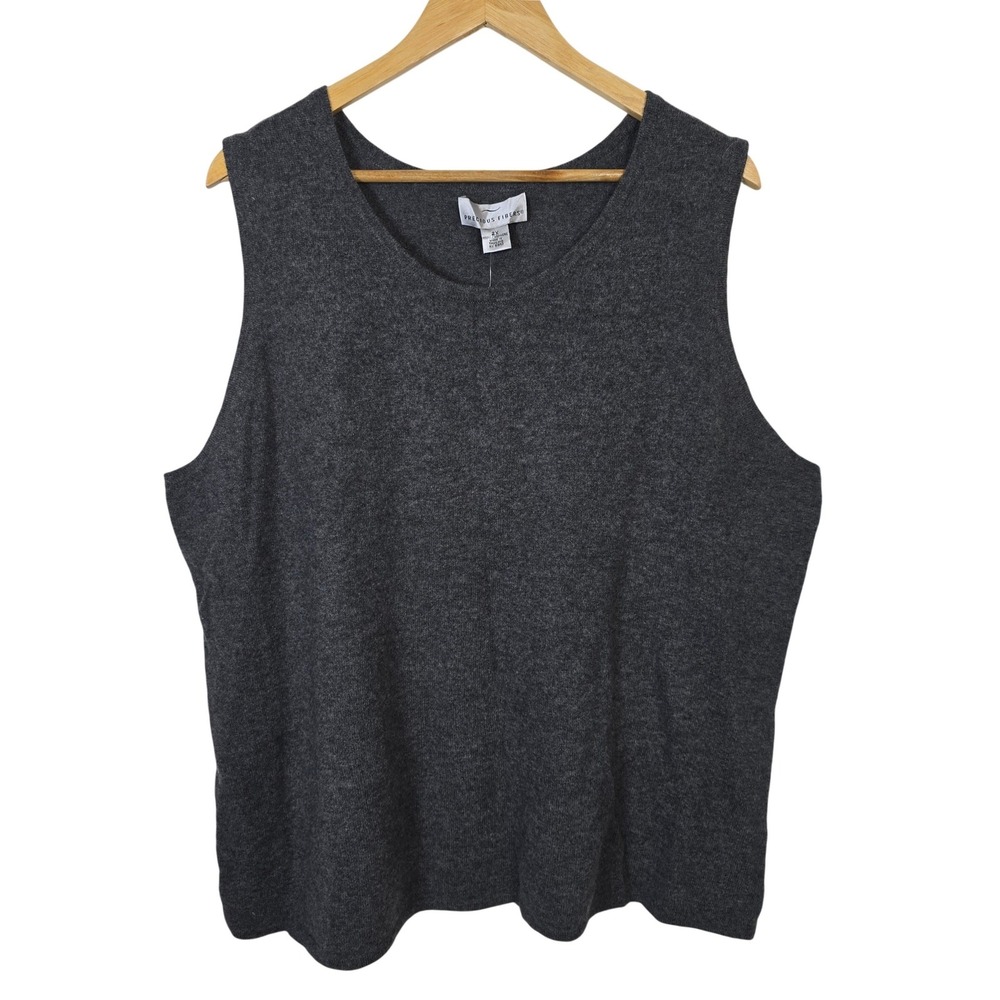 Precious Fibers 100% Cashmere Sleeveless Shell Sweater Tank Charcoal Gray 2X NWT